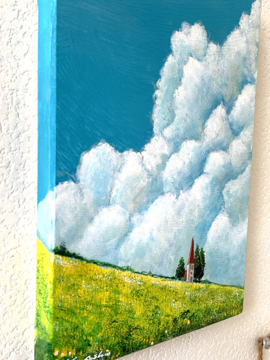 自作画　真作　油絵　キャンバス 原画 絵画 『夜空に咲く』油絵 キャンバスサイズF4 気軽に アート 癒し